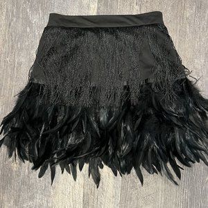 NWT Impressions Boutique Black Feather Skirt | Size M